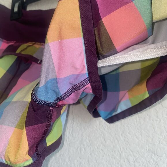 Lululemon Groovy speed Run Shortie Short Plum Plaid Sea Check Angel Wing Pocket - Picture 7 of 11